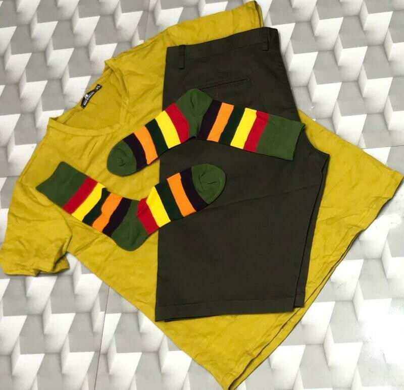 shorts, socks and t-shirt