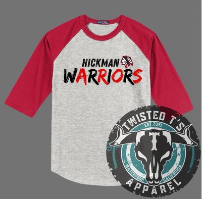 Hickman Warriors Distressed Raglan Tee
