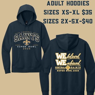 Adult Central Saints Super Bowl 2026 Hoodies