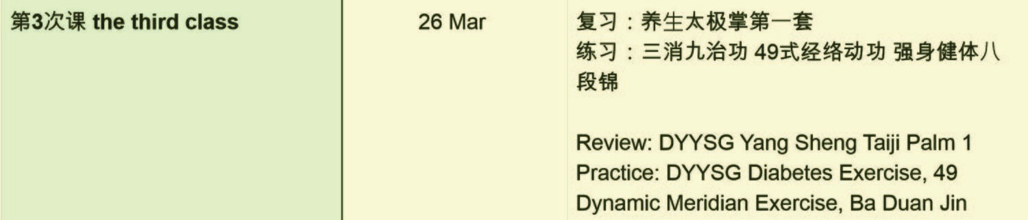 3rd Class Intermediate instructor’s diploma learning 26.3.2023 Review: DYYSG Yang Sheng Taiji Palm 1