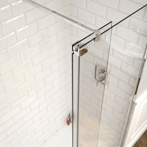 Kudos Ultimate Wetroom Fold Away Deflector Panel Left Hand 300mm - 10mm Glass - Chrome 10WPFADPLH