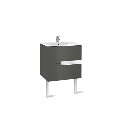 Roca Victoria-N Base Unit 600mm 2 Drawer (Gloss Anthracite Grey) A856672153
