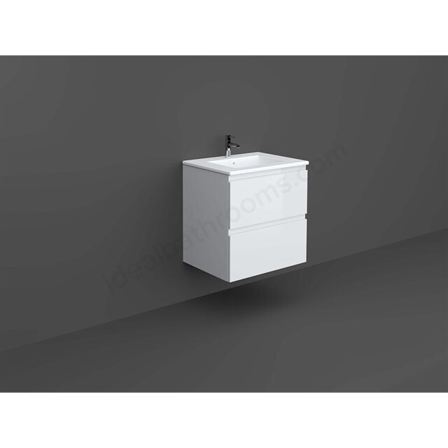 RAK Ceramics Wall Hung 2 Drawer Vanity Unit ONLY 600mm (Pure White) JOYWH060PWH TAP NOT INCLUDED SINK NOT INCLUDED