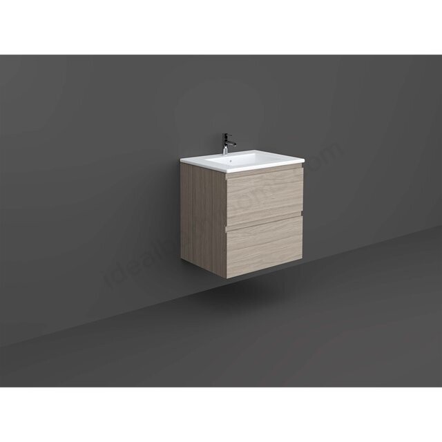 RAK Ceramics Joy Wall Hung 2 Drawer Vanity Unit ONLY 600mm (Grey Elm) JOYWH060EGY TAP NOT INCLUDED SINK NOT INCLUDED