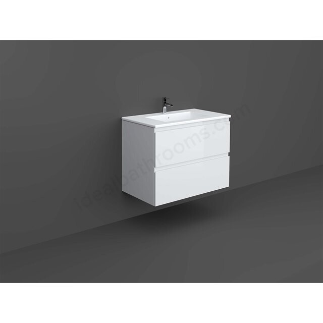 RAK Ceramics Joy Wall Hung 2 Drawer Vanity Unit 800mm (Pure White) JOYWH080PWH UNIT ONLY TAP NOT INCLUDED SINK NOT INCLUDED
