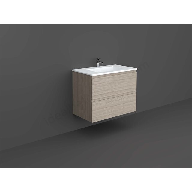 RAK Ceramics Joy Wall Hung 2 Drawer Vanity Unit 800mm (Grey Elm) JOYWH080EGY UNIT ONLY TAP NOT INCLUDED SINK NOT INCLUDED