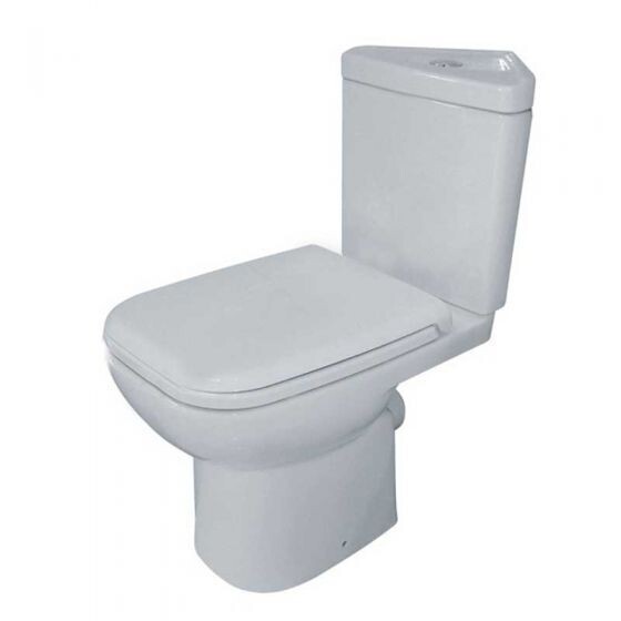 Essential Violet Corner C/C Pan + Soft Close Seat + Cistern Pack - White EC6009