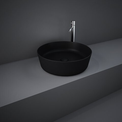 RAK-Feeling 420mm Round Counter Top Wash Basin - Matt Black FEECT4200504A BASIN ONLY, TAP NOT INCLUDED