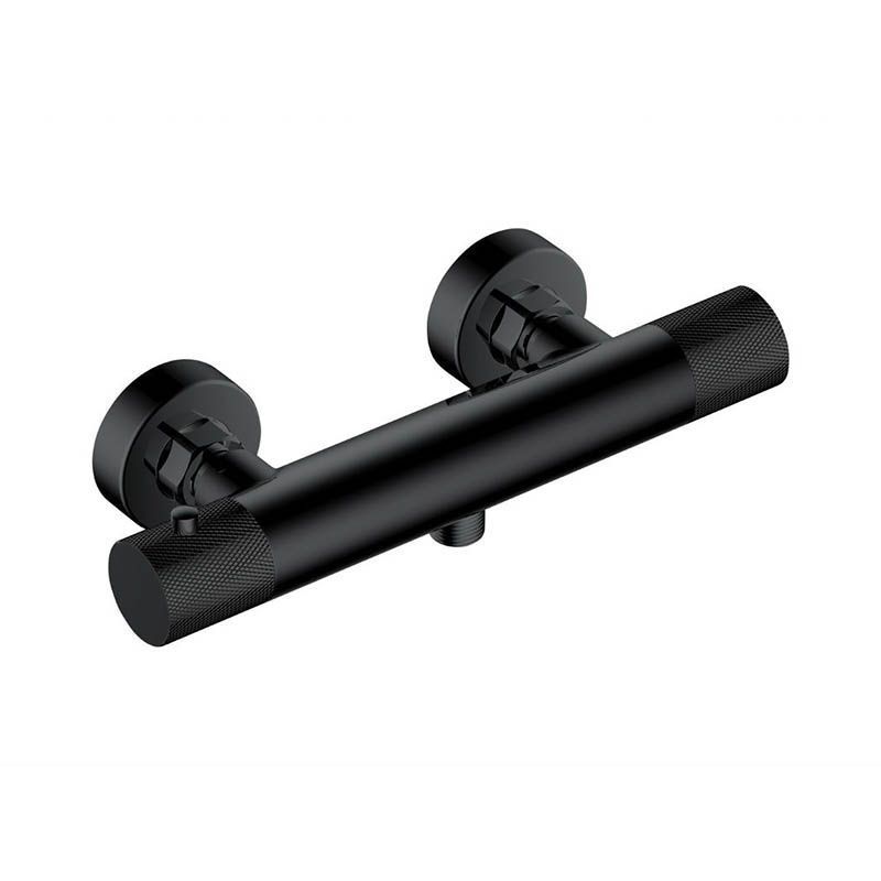 RAK Ceramics Amalfi Wall Mounted Exposed thermostatic Bar Valve in Matt Black RAKAMA3303B