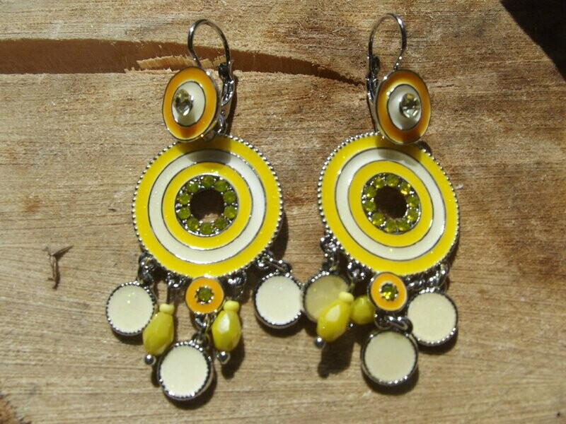 Boucles d'oreille émail jaune