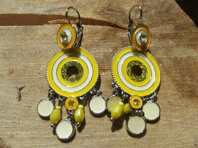 Boucles d'oreille émail jaune