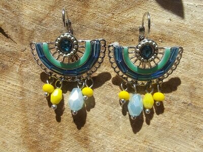 Boucles d'oreille émail vert