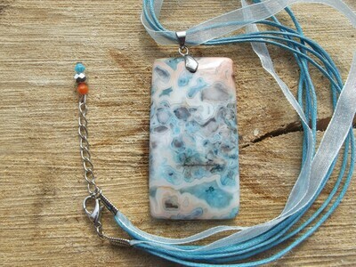 Collier agate crazy lace teintée turquoise