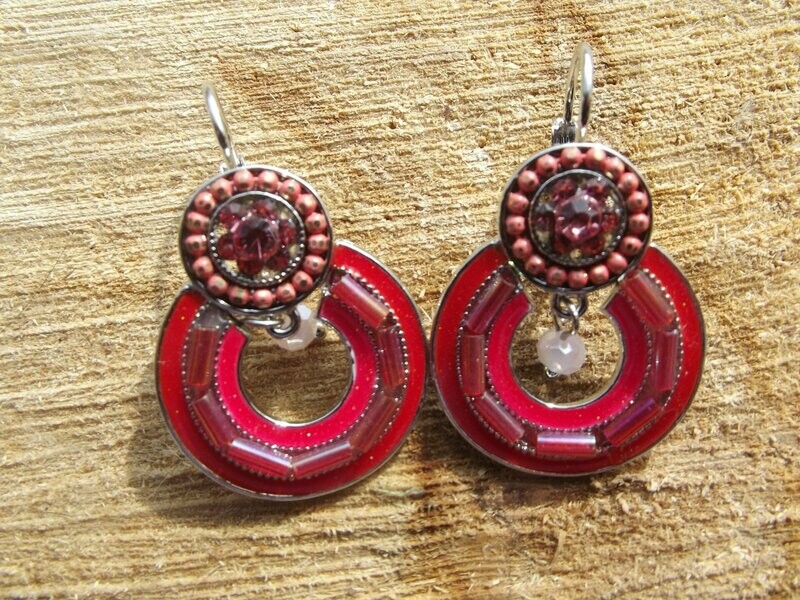 Boucles d'oreille émail rouge