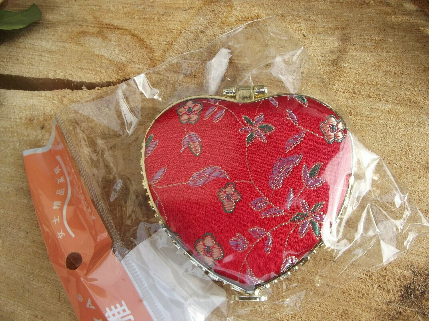 Double miroir cœur rouge