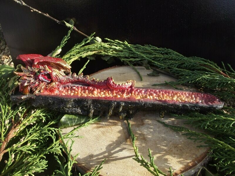 Porte encens dragon rouge