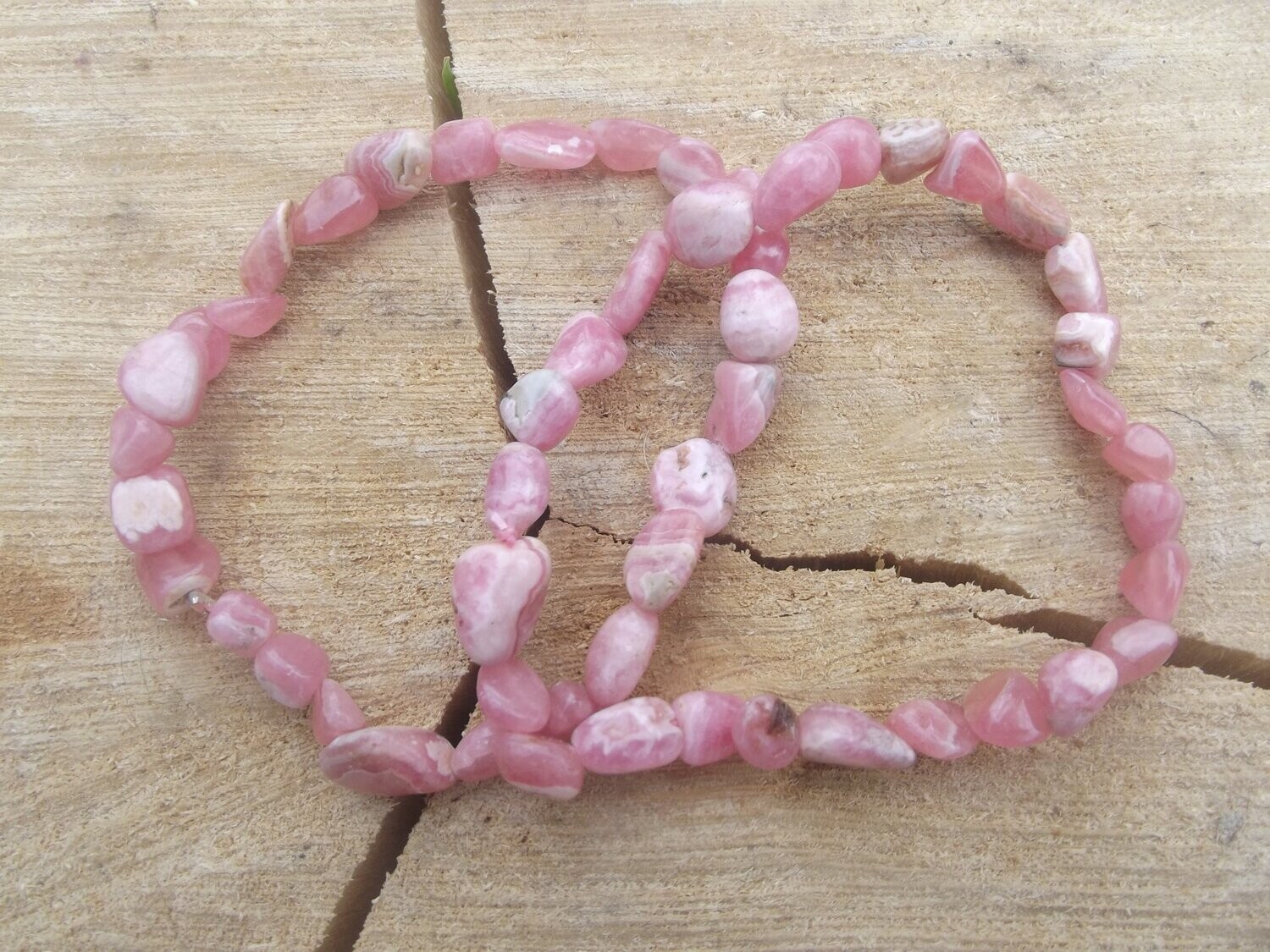 Bracelet en grains rhodochrosite