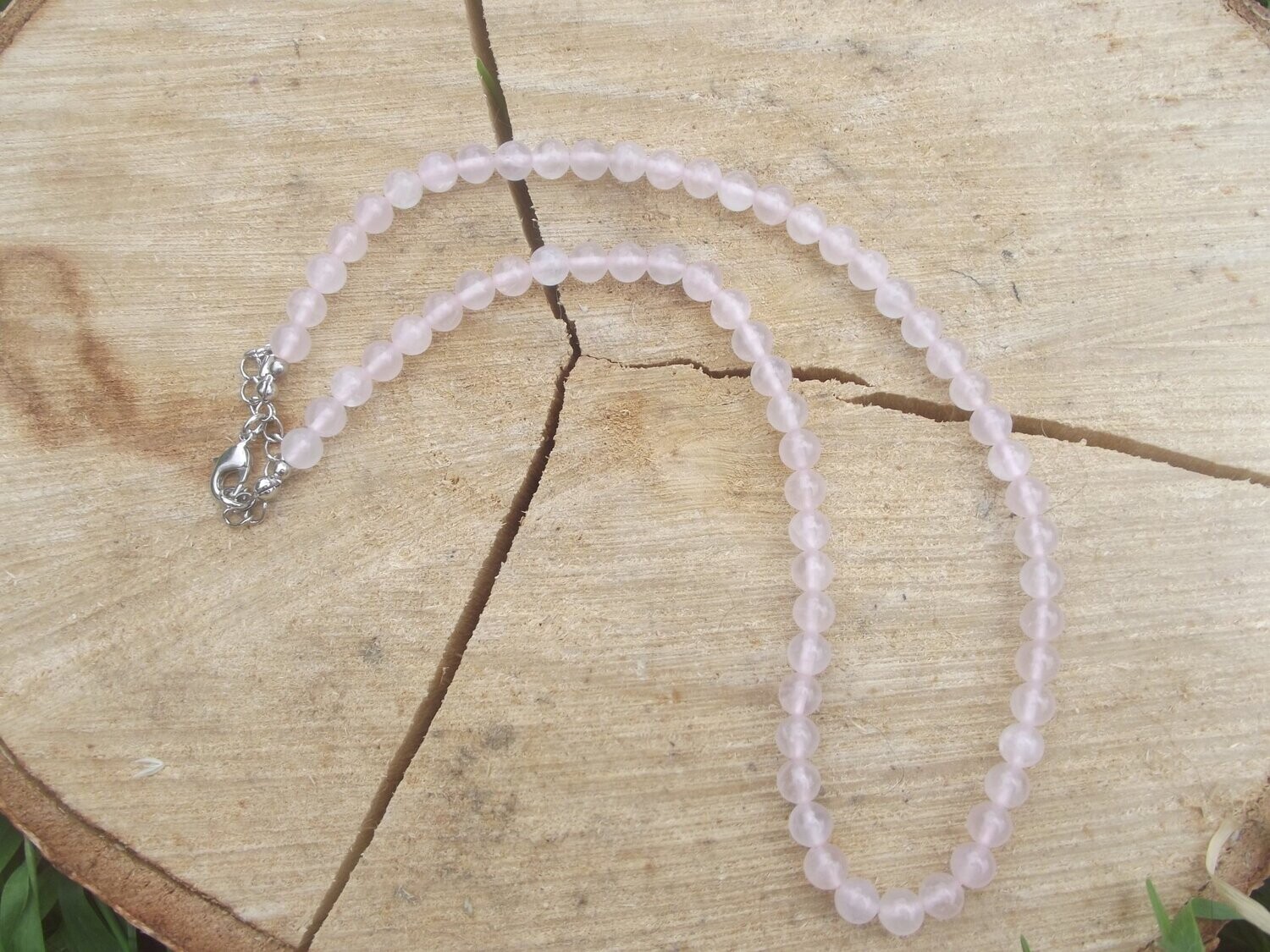 Collier quartz rose perles 6 mm