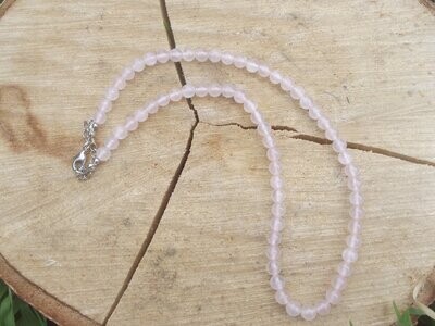 Collier quartz rose perles 6 mm