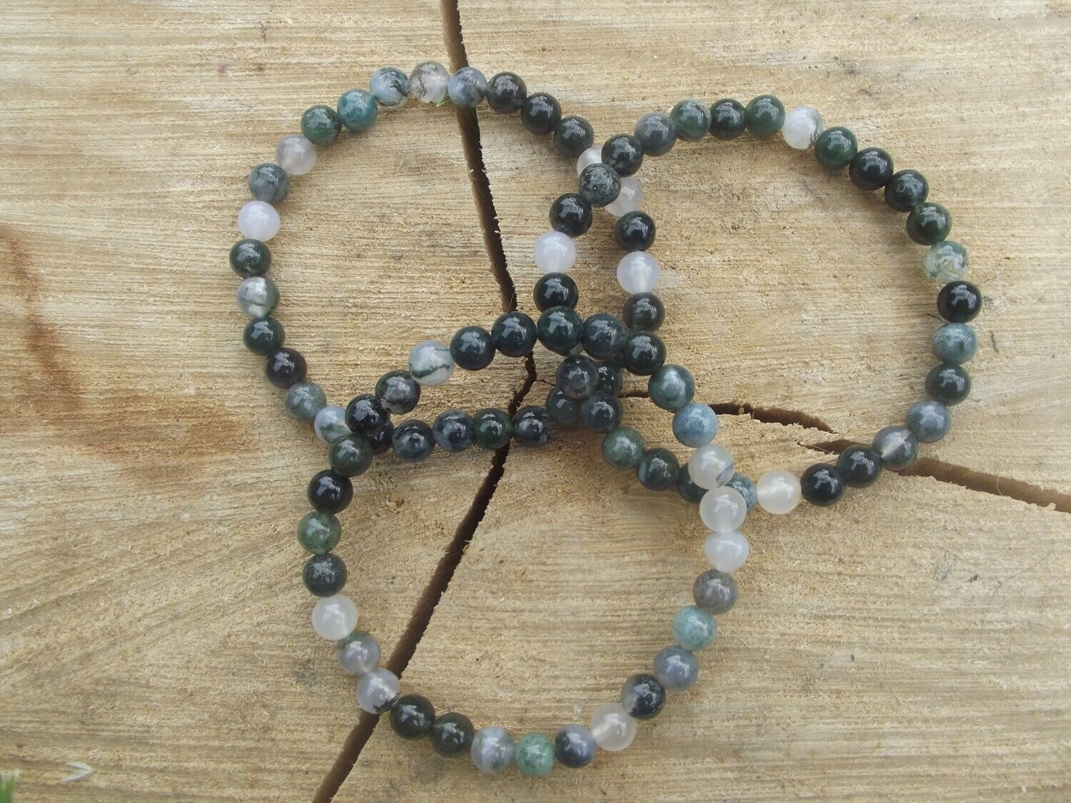Bracelet agate mousse 6 mm