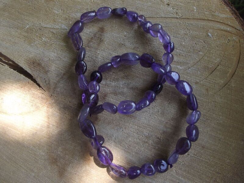 Bracelet en grains améthyste