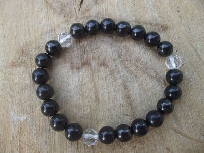 Bracelet shungite et cristal de roche facetté