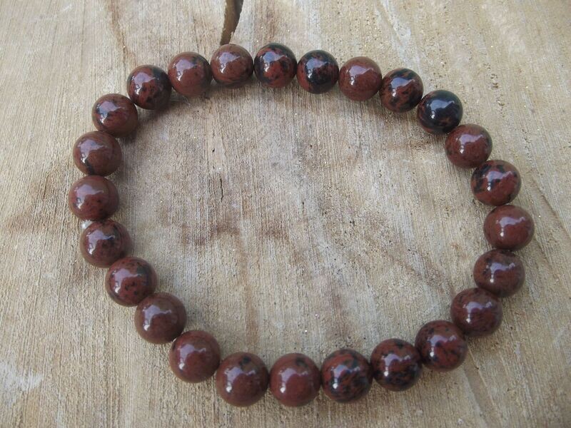 Bracelet homme obsidienne acajou