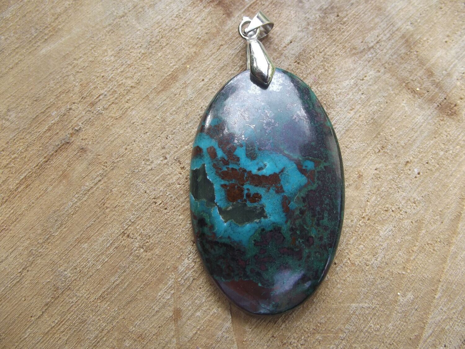 Pendentif malachite chrysocolle et cuprite