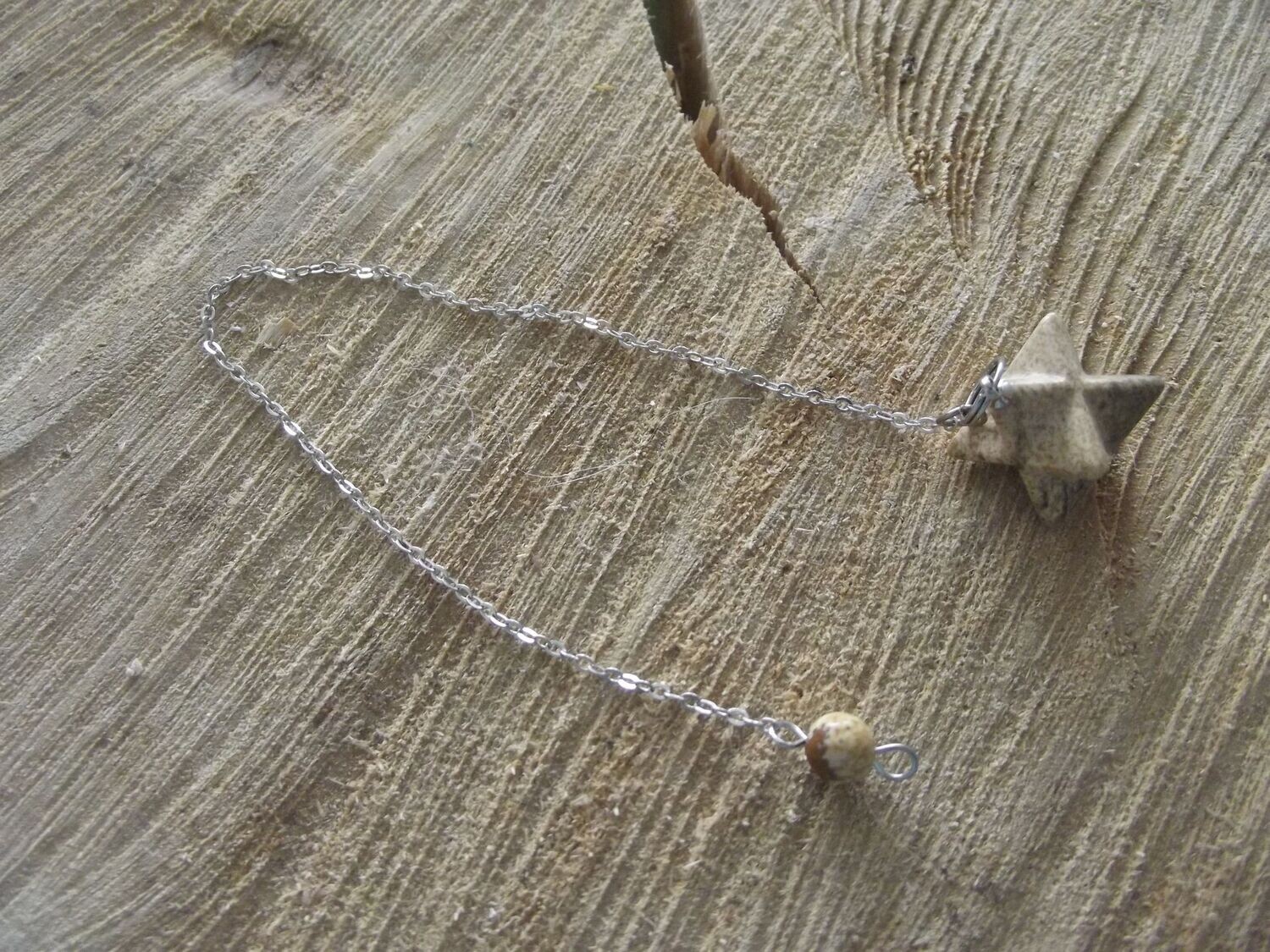 Pendule merkaba en jaspe paysage