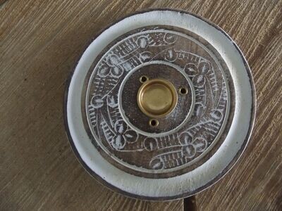 Porte encens en bois blanchi