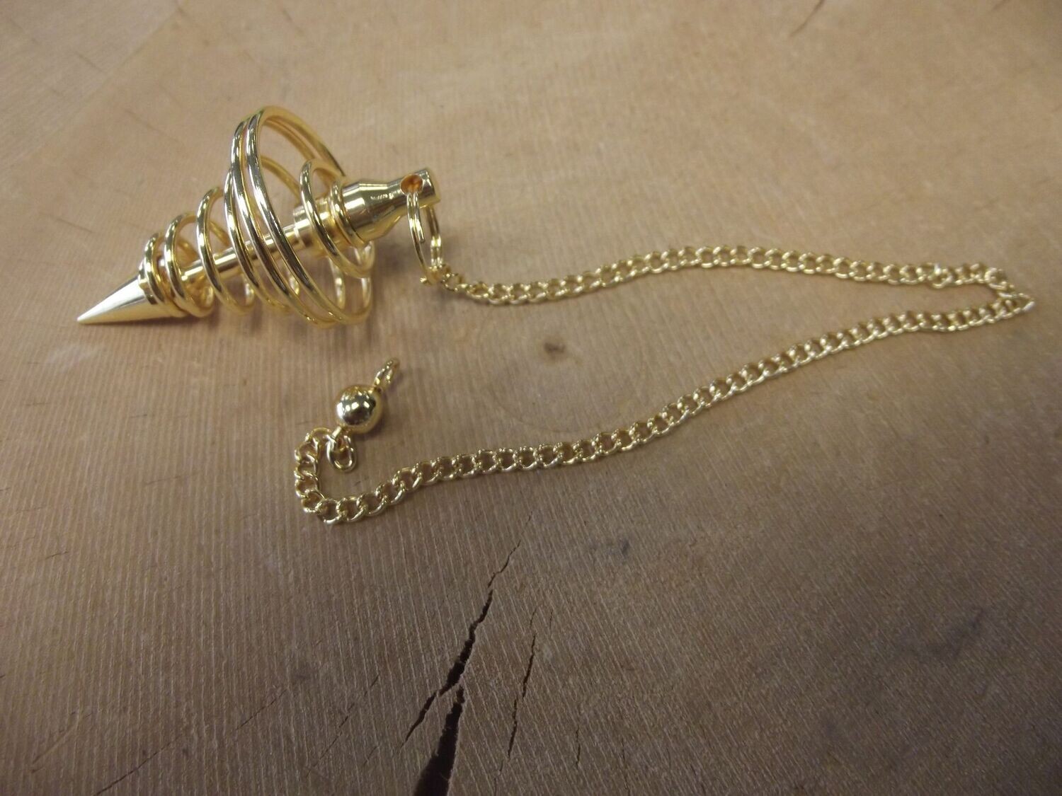 Pendule de radiesthésie spirale doré petit modèle