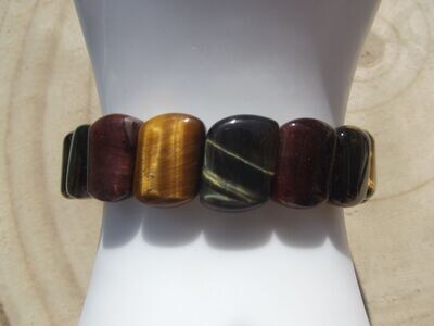 Bracelet en plaquettes oeil de taureau, oeil de tigre et oeil de faucon