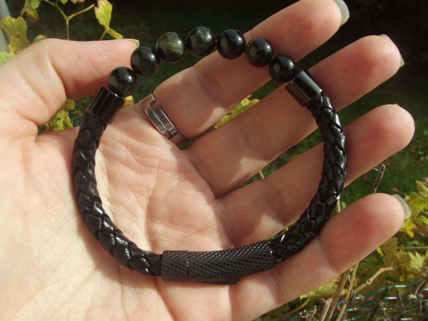 Bracelet cuir oeil de faucon