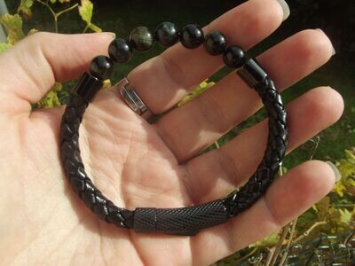 Bracelet cuir oeil de faucon