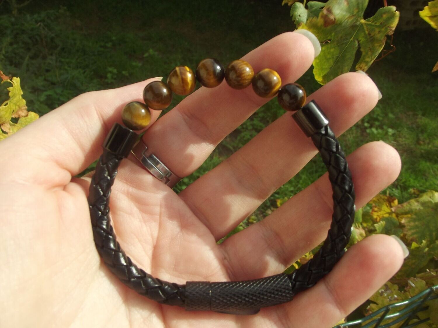 Bracelet cuir oeil de tigre