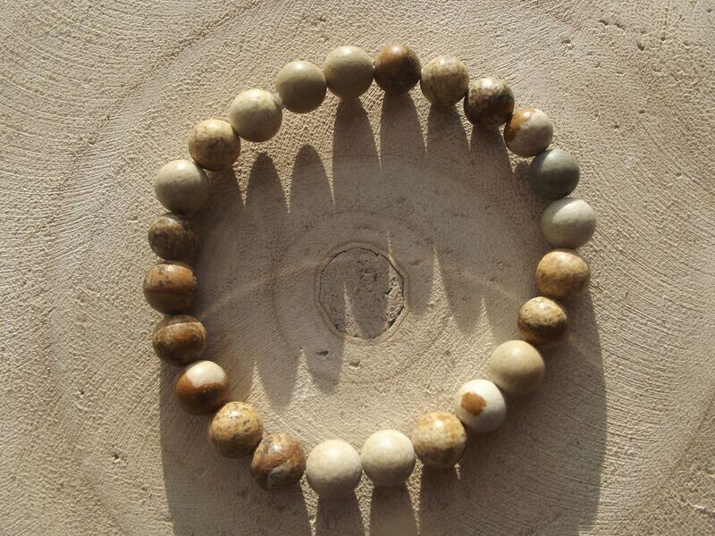 Bracelet homme jaspe paysage beige