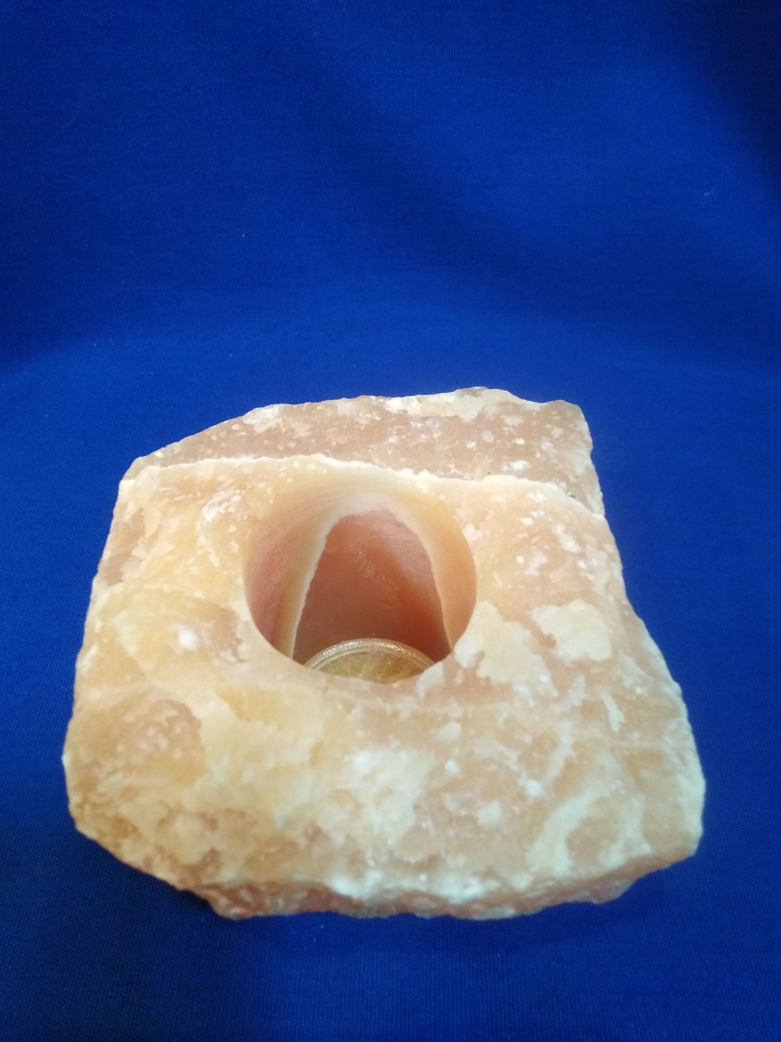 Bougeoir en calcite orange
