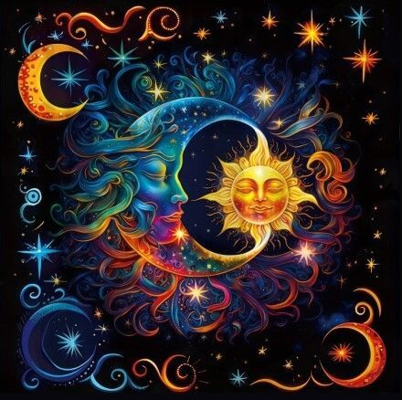 Tissu lune et soleil
