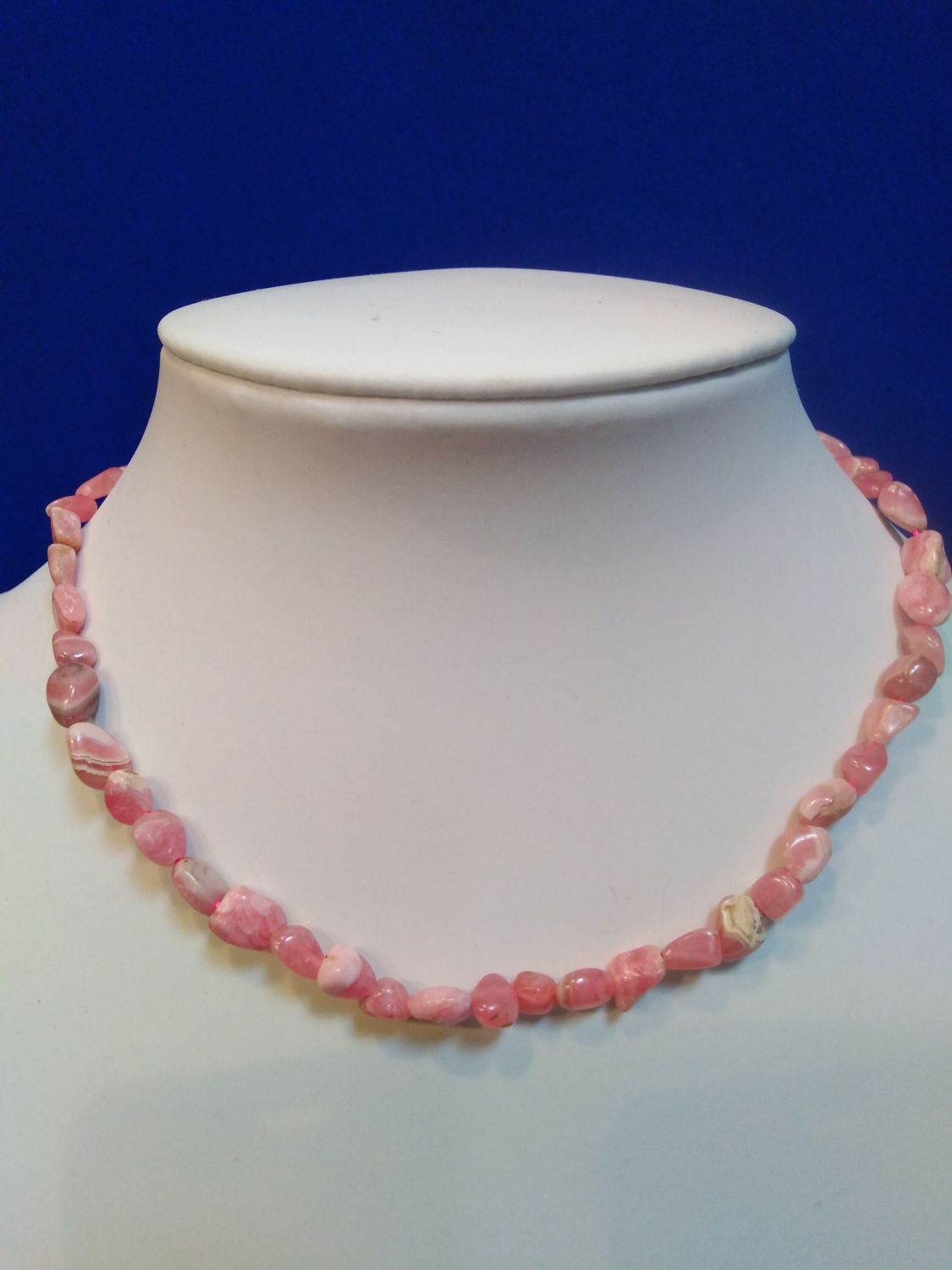 Collier en grains rhodochrosite