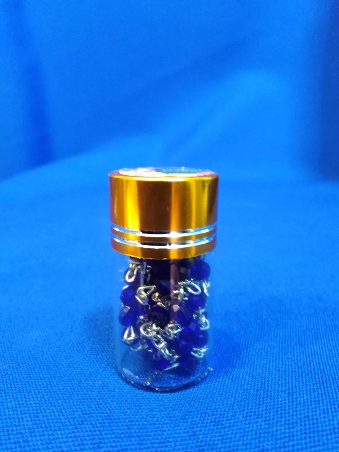 Chapelet avec perles en verre bleu
