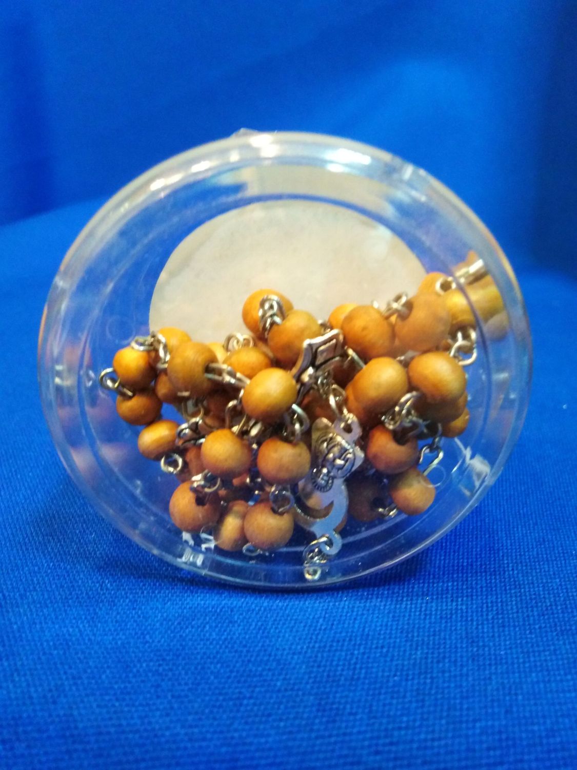 Chapelet avec perles en bois marron