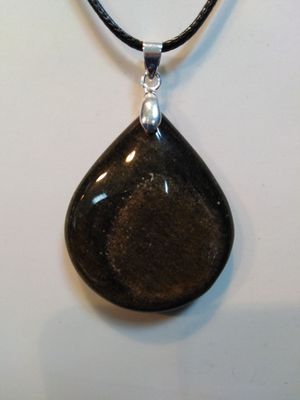 Pendentif obsidienne dorée