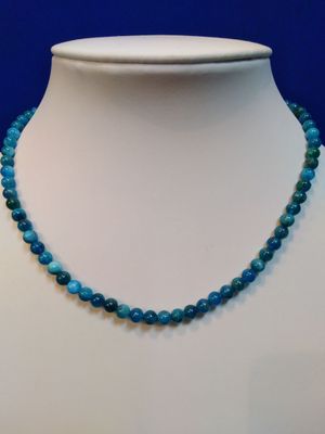 Collier apatite bleue 6 mm
