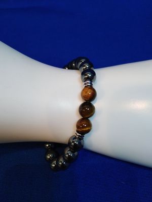 Bracelet homme hématite et oeil de tigre
