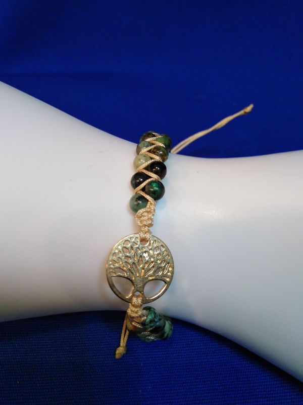 Bracelet réglable en turquoise africaine tressée