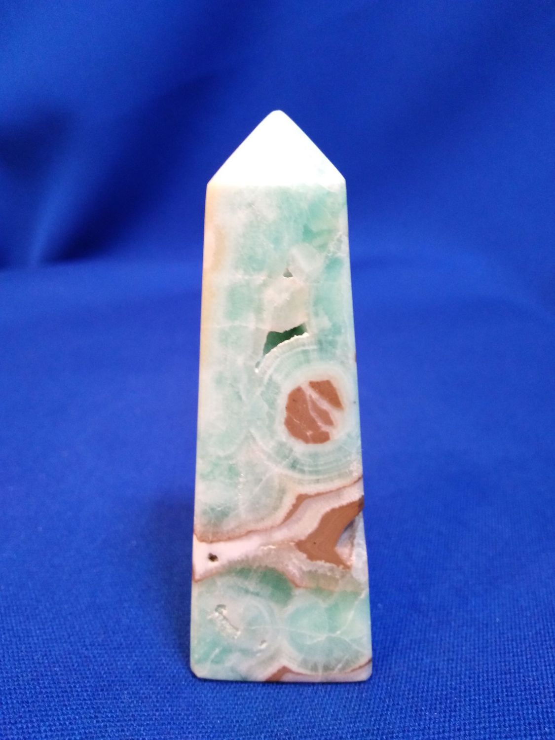 Pointe aragonite bleue