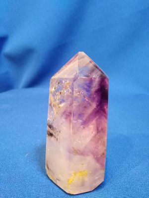 Pointe de quartz, améthyste et quartz fumé