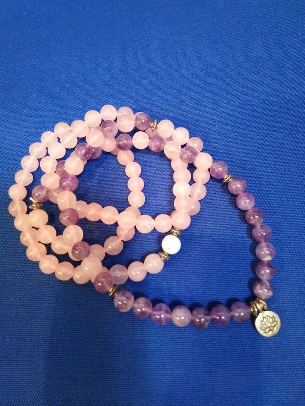 Mala quartz rose et améthyste