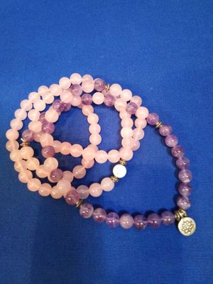 Mala quartz rose et améthyste