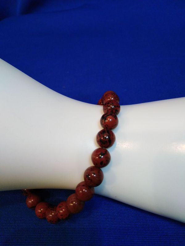 Bracelet homme obsidienne acajou